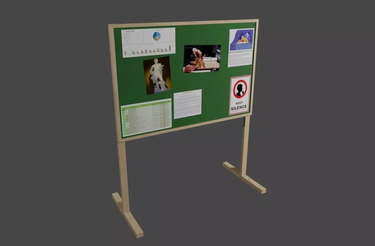 Wood Bulletin Board - Mural de Avisos Low-poly 3D model