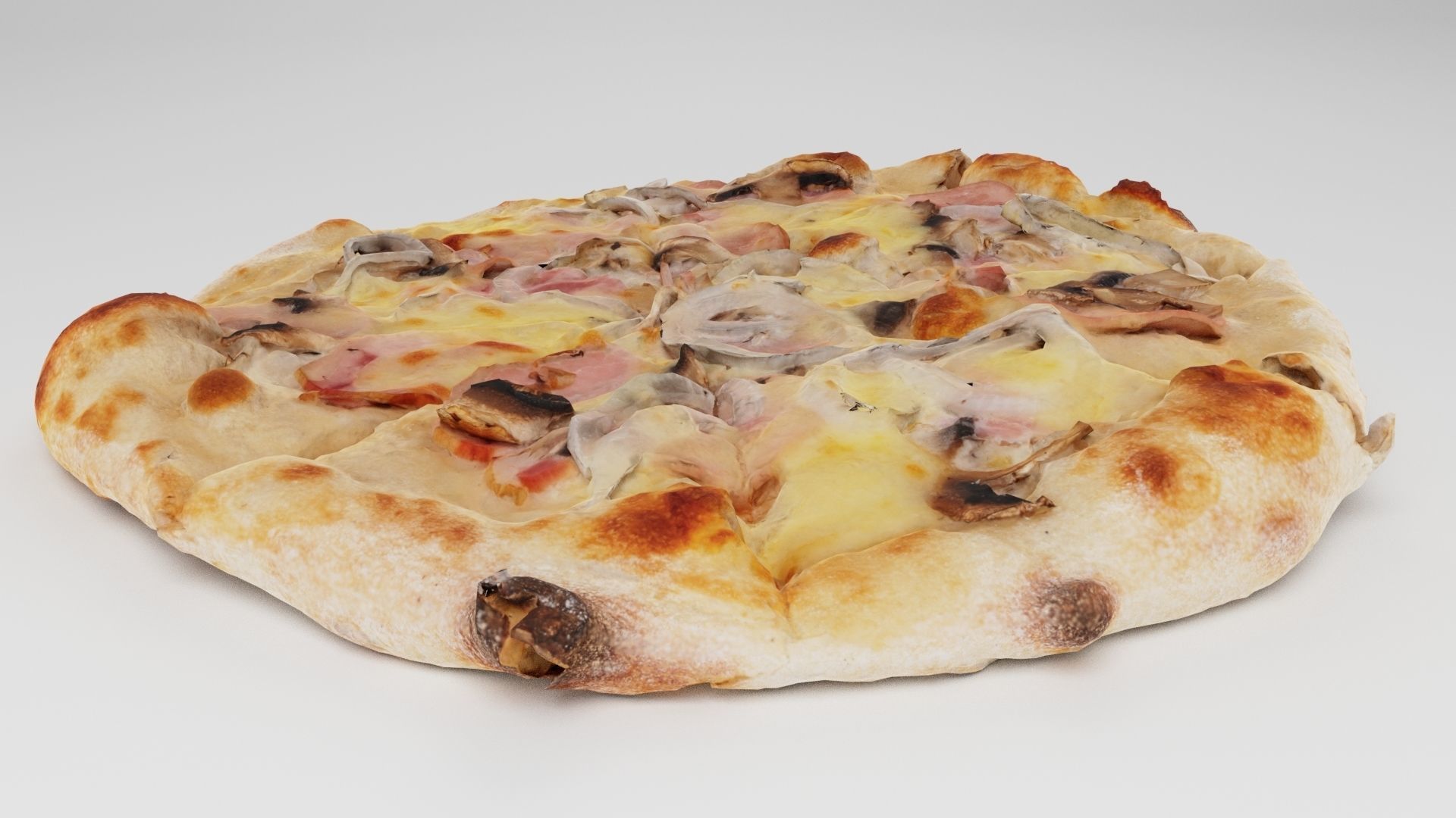 Pizza with mushrooms and sturgeon 3D model_3