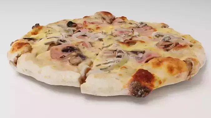 Pizza with mushrooms and sturgeon 3D model