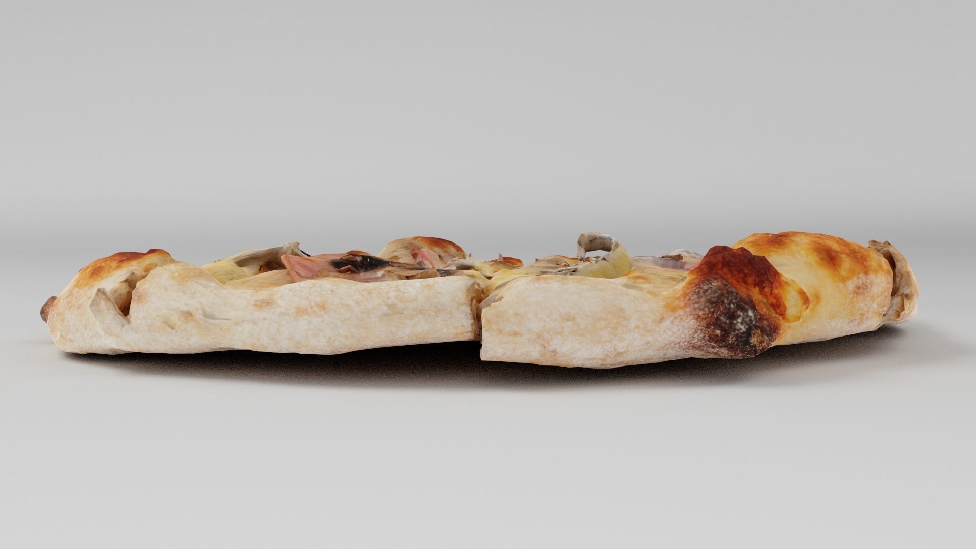 Pizza with mushrooms and sturgeon 3D model_4
