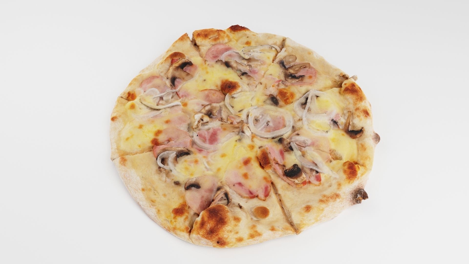 Pizza with mushrooms and sturgeon 3D model_2