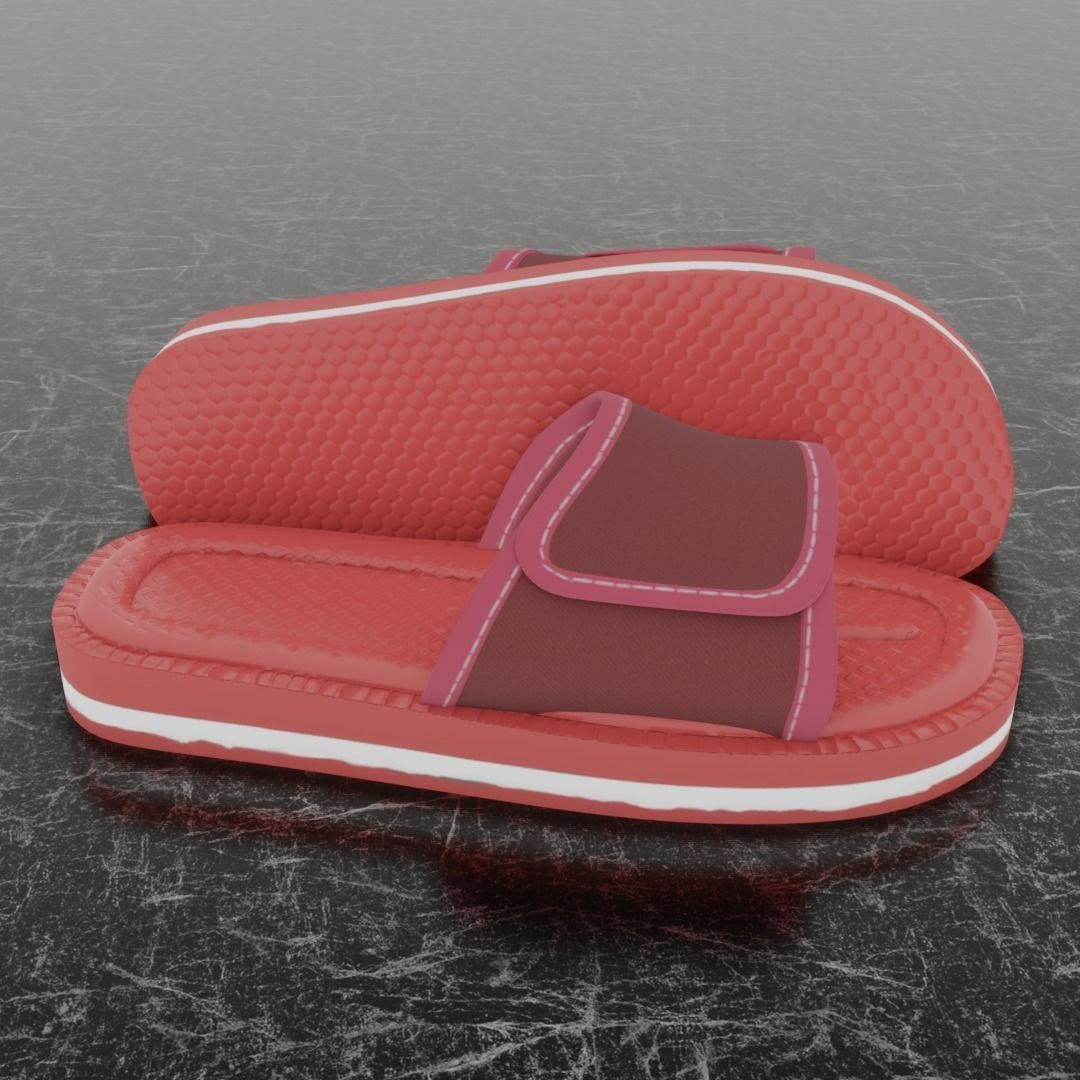 CLASSIC 3D FLIP-FLOP--RED Low-poly 3D model_3