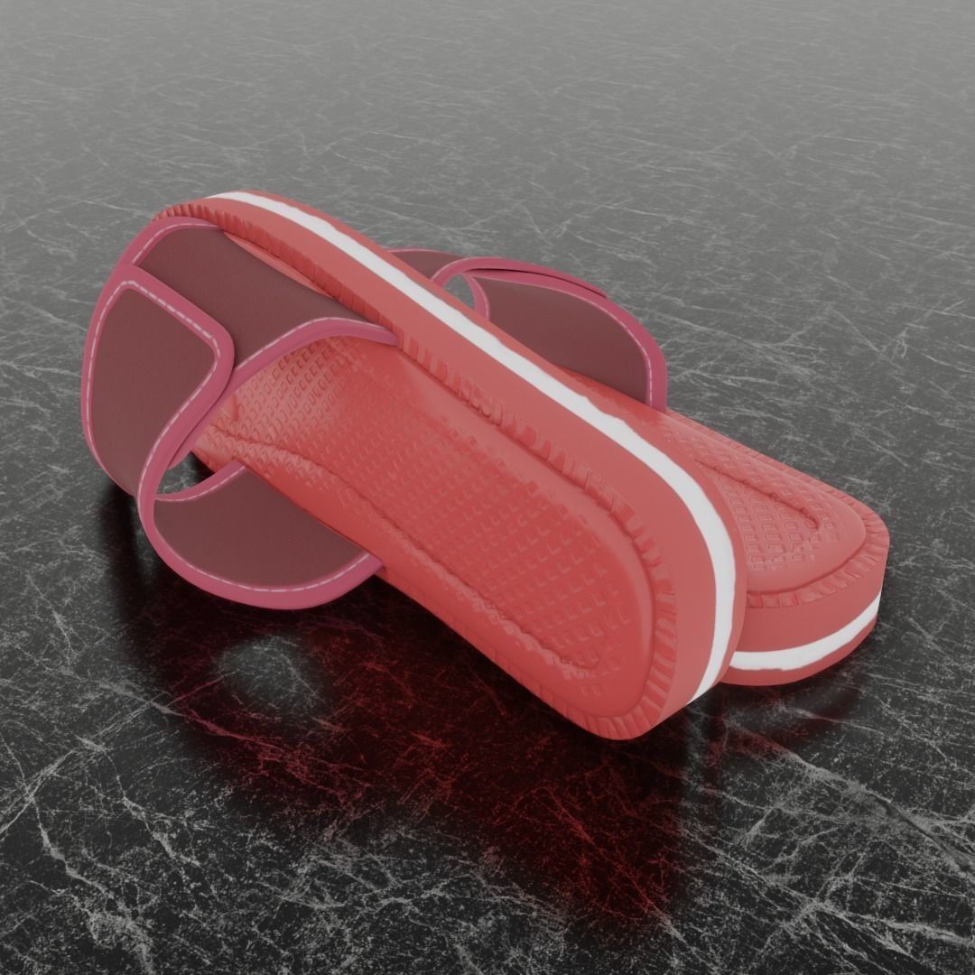 CLASSIC 3D FLIP-FLOP--RED Low-poly 3D model_5