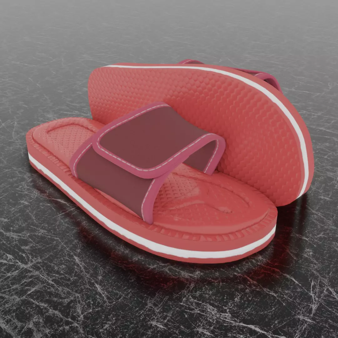 CLASSIC 3D FLIP-FLOP--RED Low-poly 3D model_0