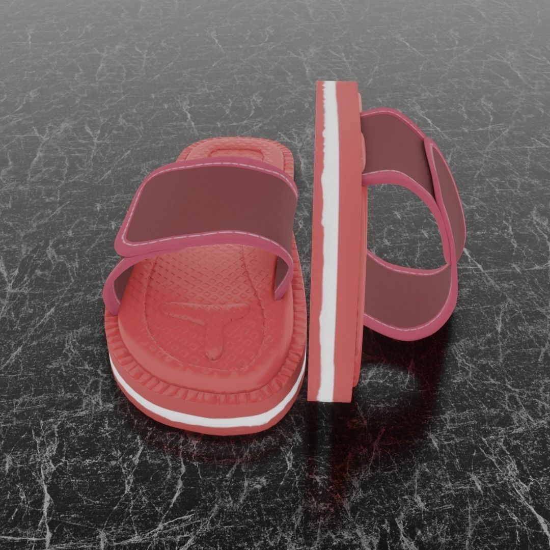 CLASSIC 3D FLIP-FLOP--RED Low-poly 3D model_7