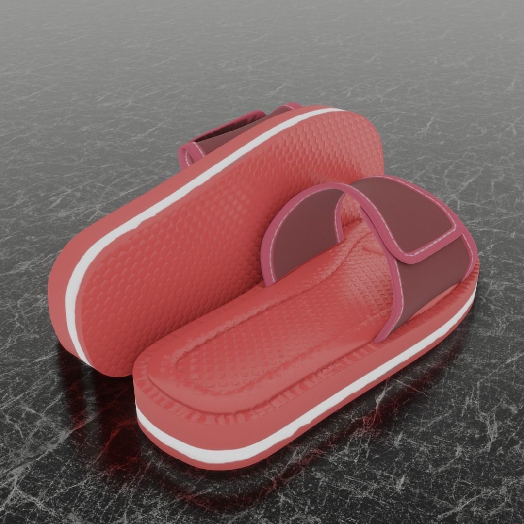 CLASSIC 3D FLIP-FLOP--RED Low-poly 3D model_4