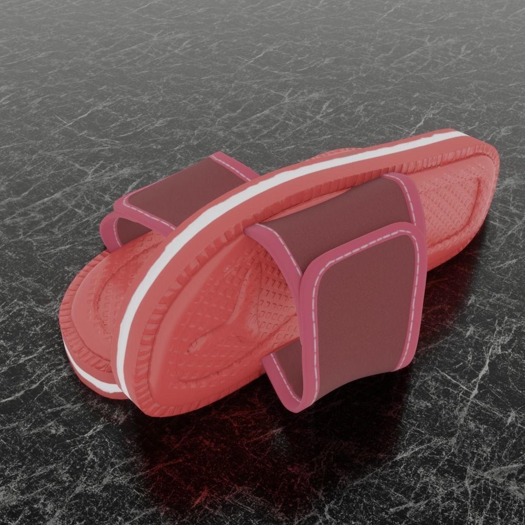 CLASSIC 3D FLIP-FLOP--RED Low-poly 3D model_1