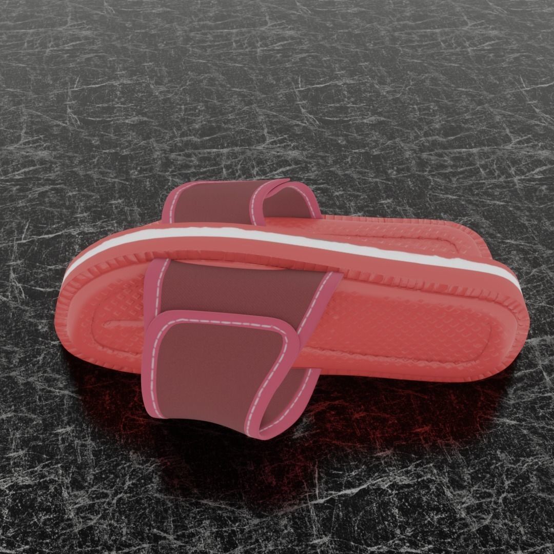CLASSIC 3D FLIP-FLOP--RED Low-poly 3D model_6