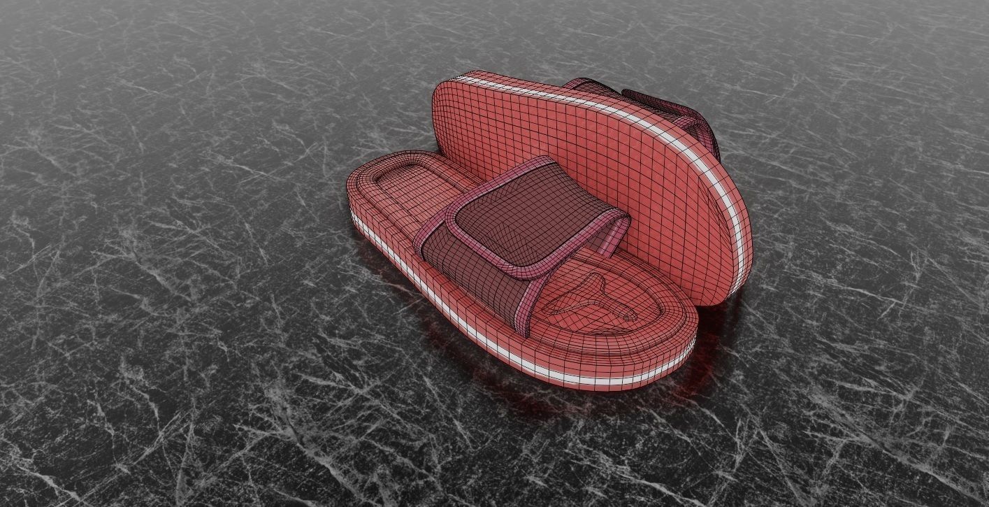 CLASSIC 3D FLIP-FLOP--RED Low-poly 3D model_10