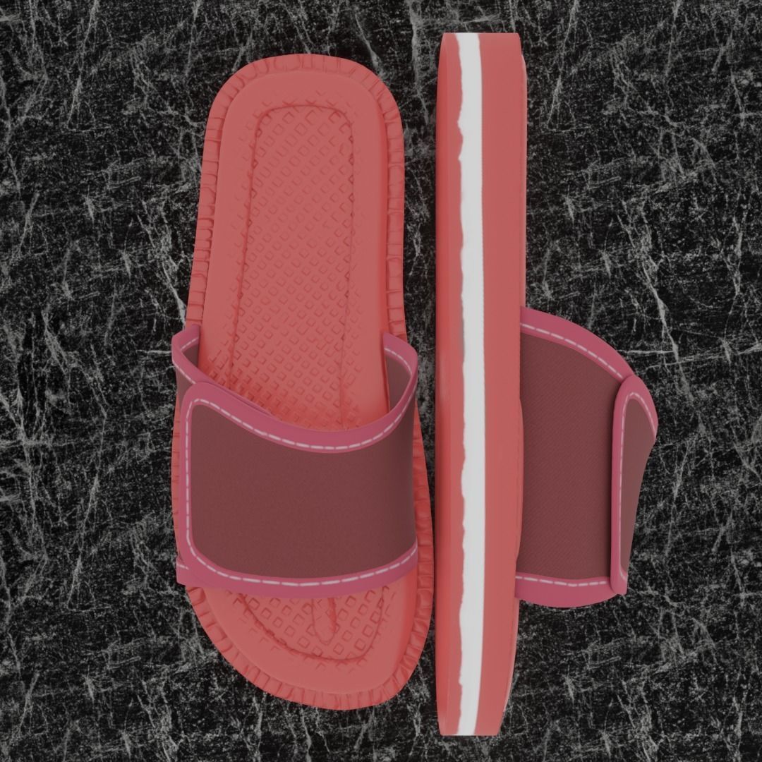 CLASSIC 3D FLIP-FLOP--RED Low-poly 3D model_2