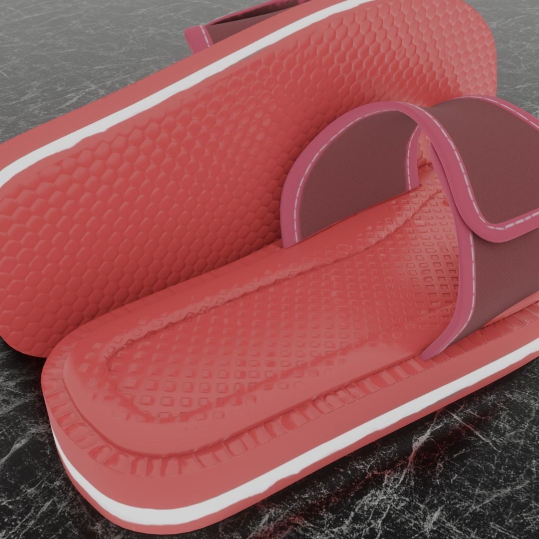 CLASSIC 3D FLIP-FLOP--RED Low-poly 3D model_9