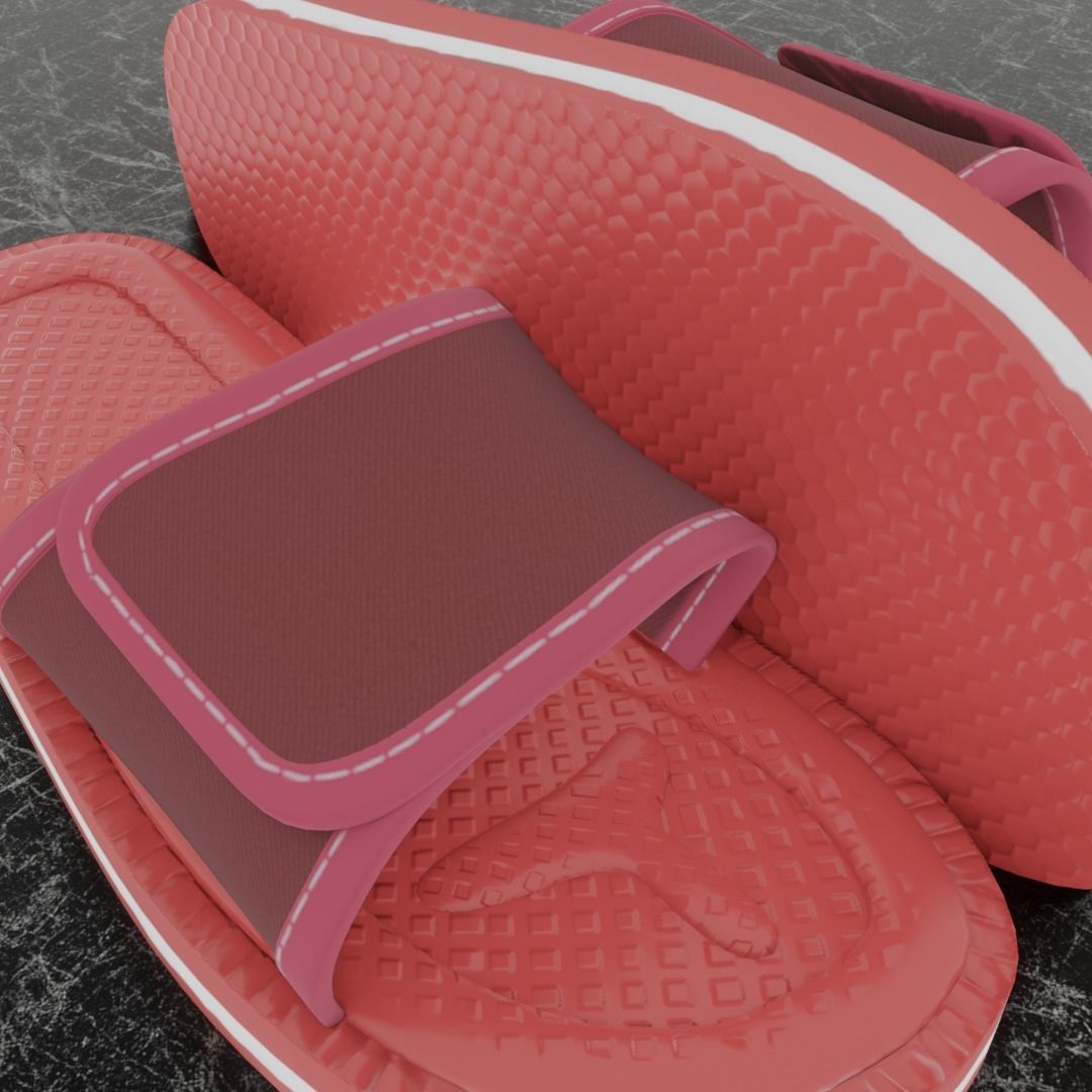 CLASSIC 3D FLIP-FLOP--RED Low-poly 3D model_8