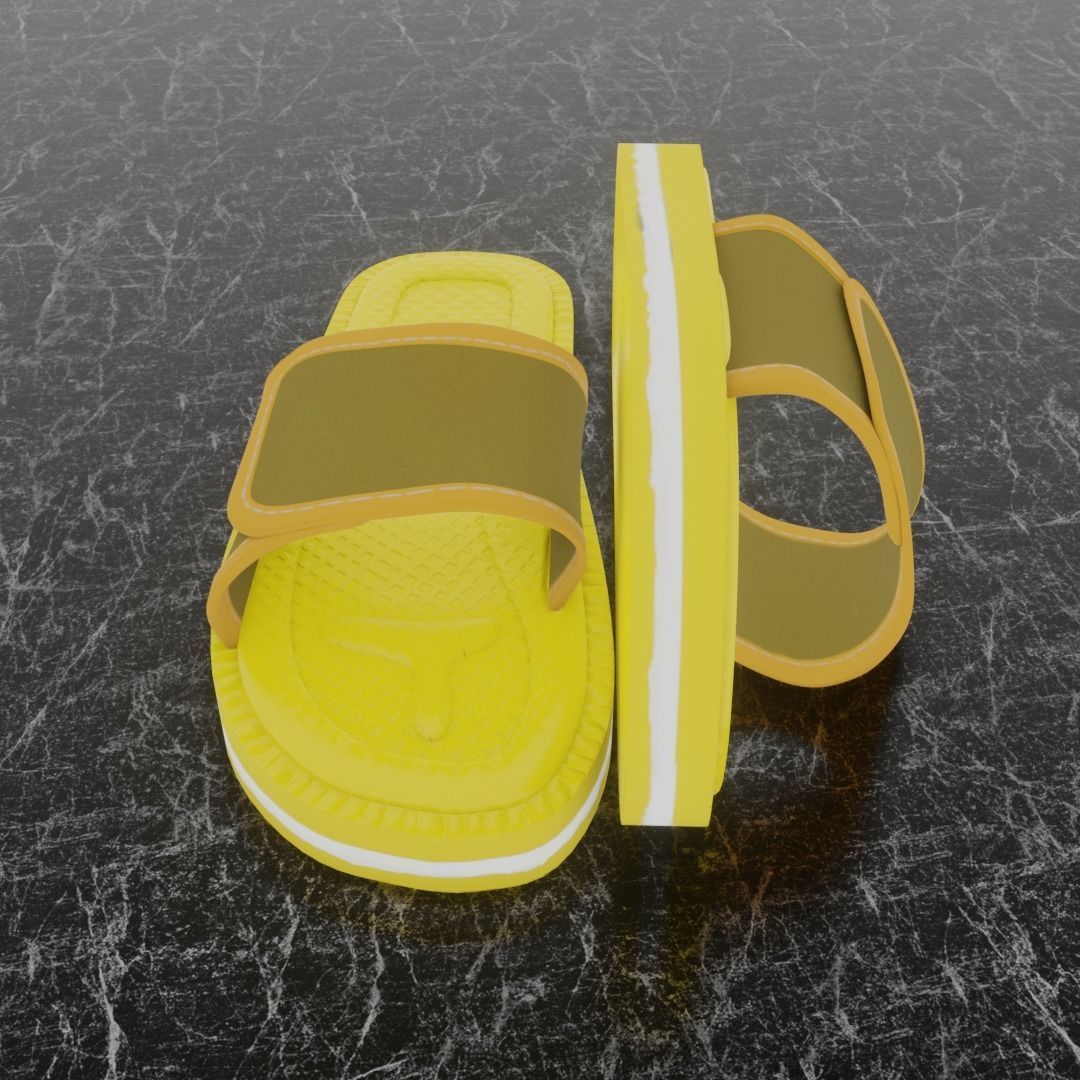 CLASSIC 3D FLIP-FLOP--YELLOW Low-poly 3D model_7