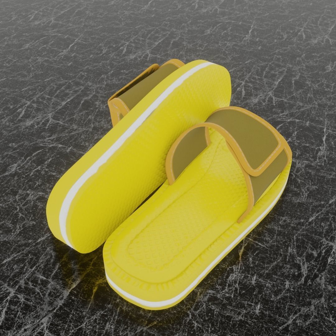 CLASSIC 3D FLIP-FLOP--YELLOW Low-poly 3D model_3