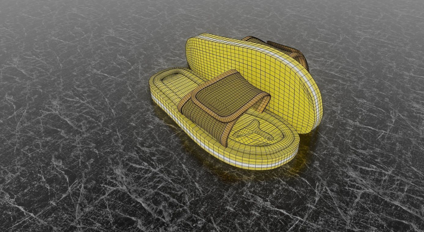 CLASSIC 3D FLIP-FLOP--YELLOW Low-poly 3D model_12