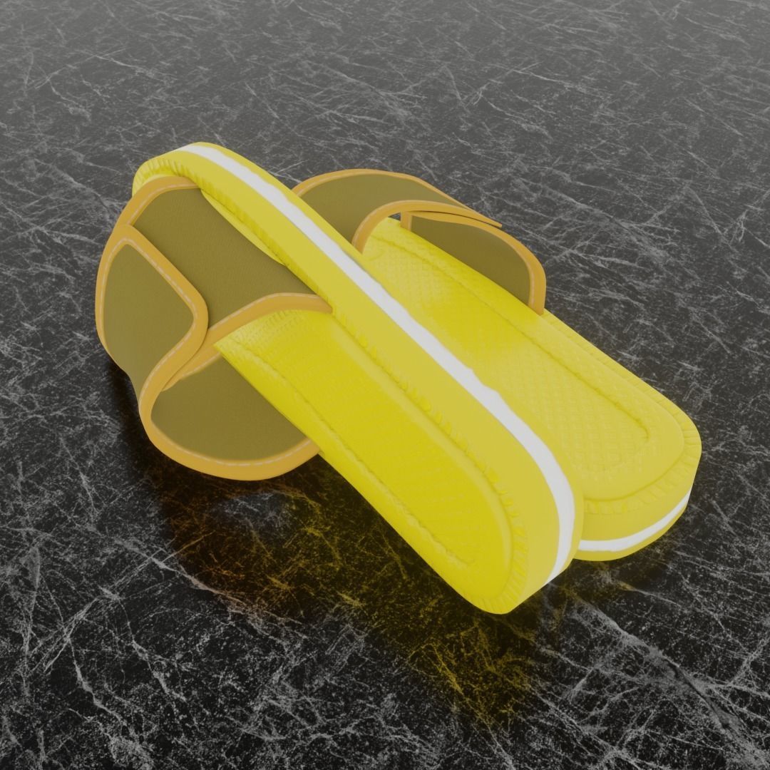 CLASSIC 3D FLIP-FLOP--YELLOW Low-poly 3D model_4