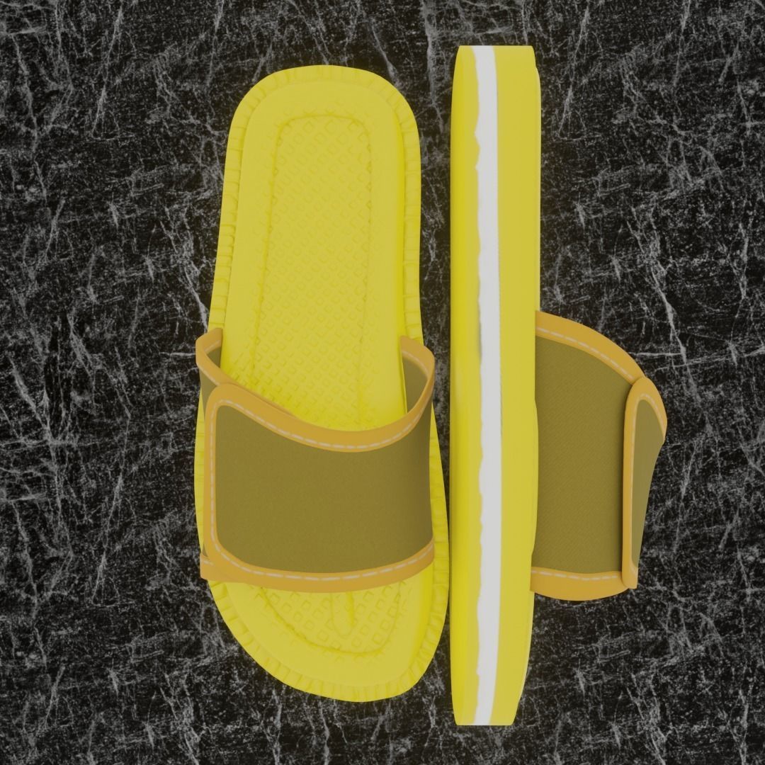 CLASSIC 3D FLIP-FLOP--YELLOW Low-poly 3D model_6