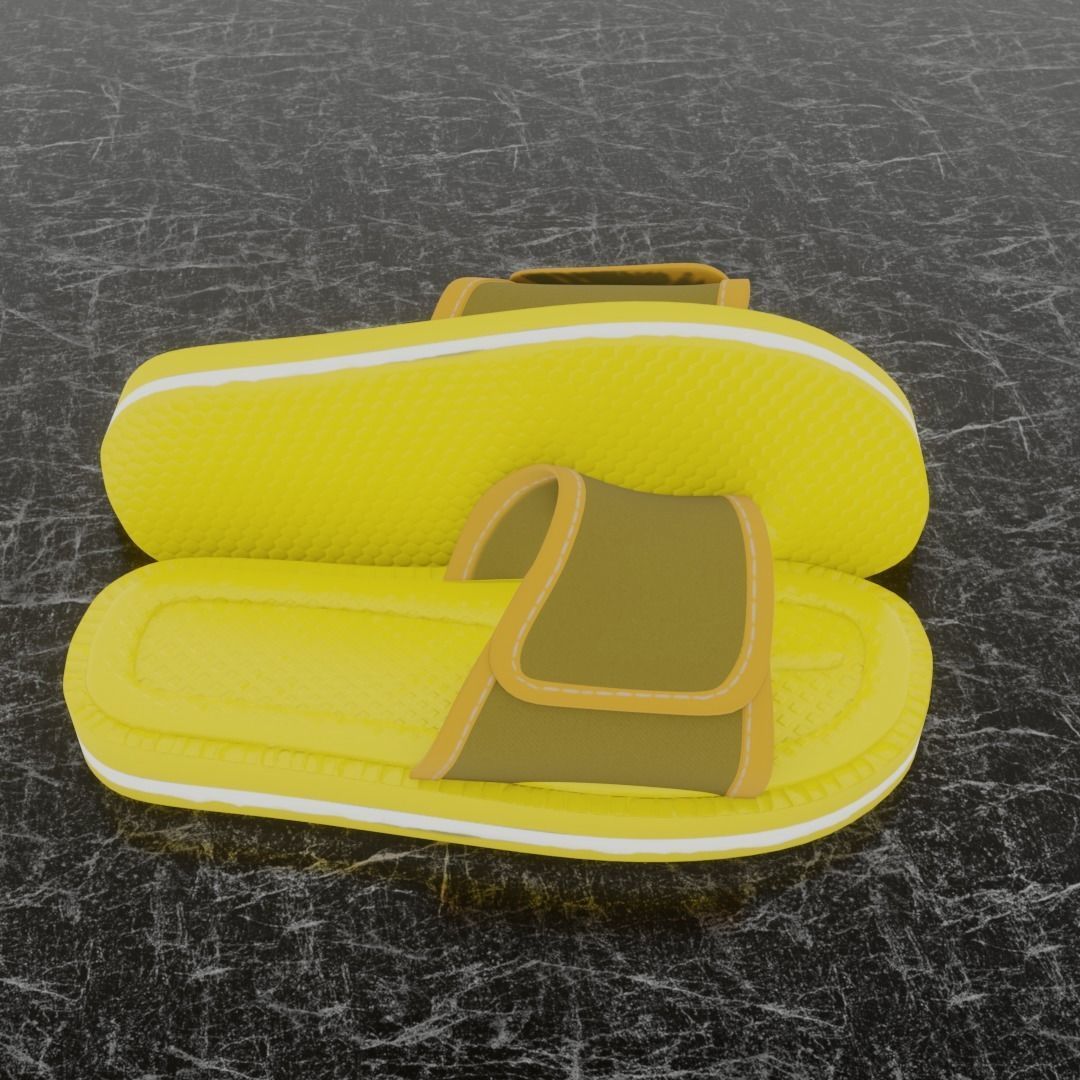 CLASSIC 3D FLIP-FLOP--YELLOW Low-poly 3D model_2