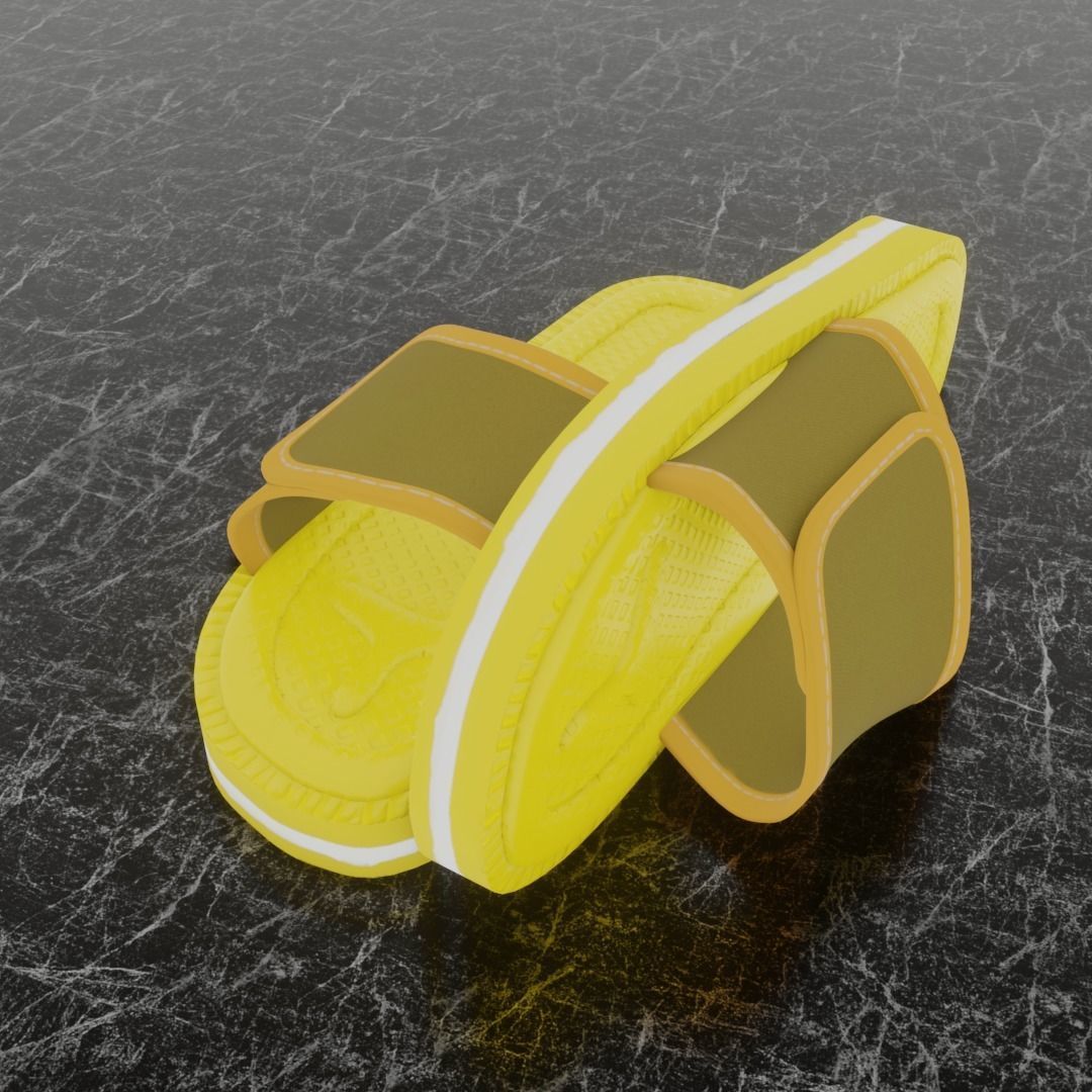 CLASSIC 3D FLIP-FLOP--YELLOW Low-poly 3D model_1
