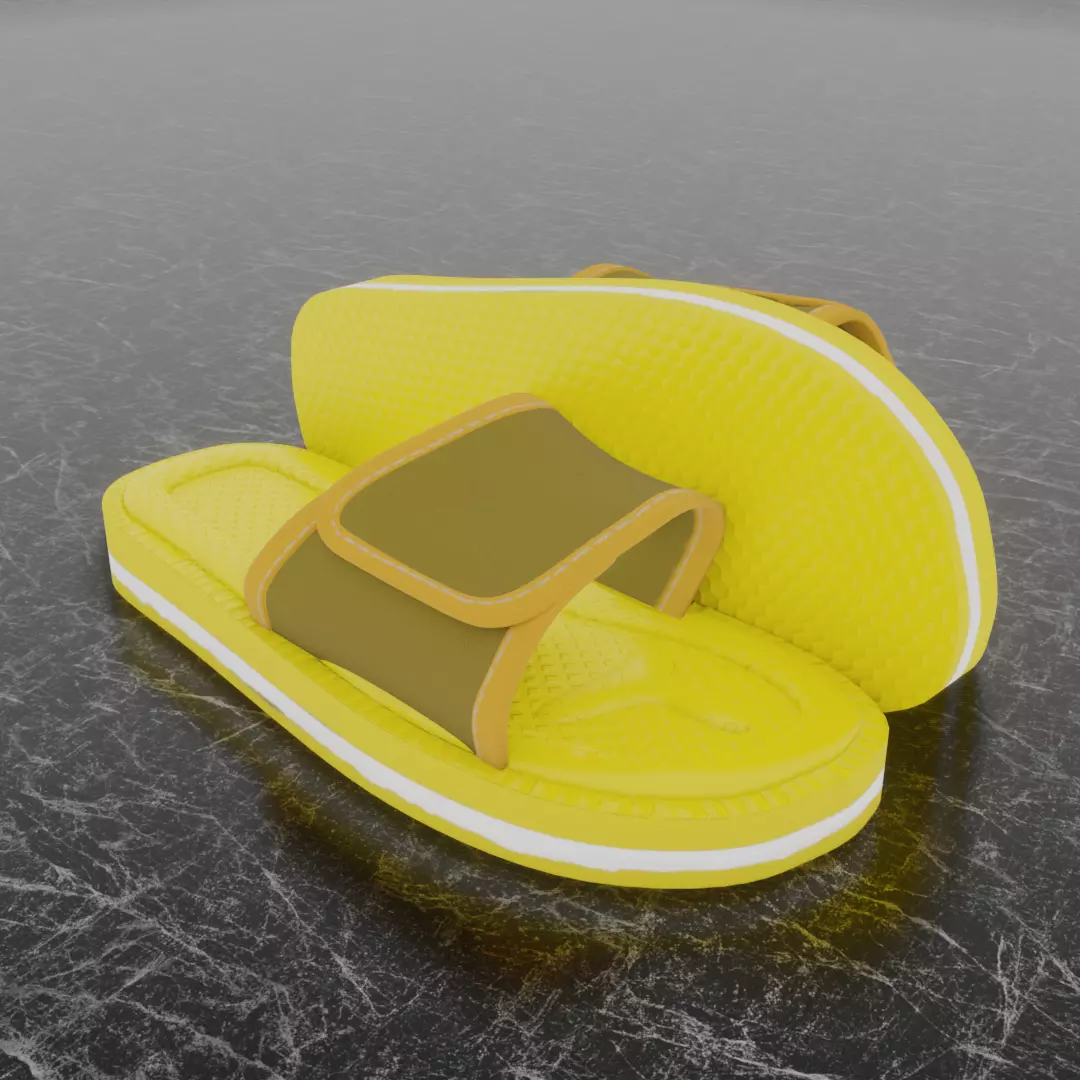 CLASSIC 3D FLIP-FLOP--YELLOW Low-poly 3D model_0
