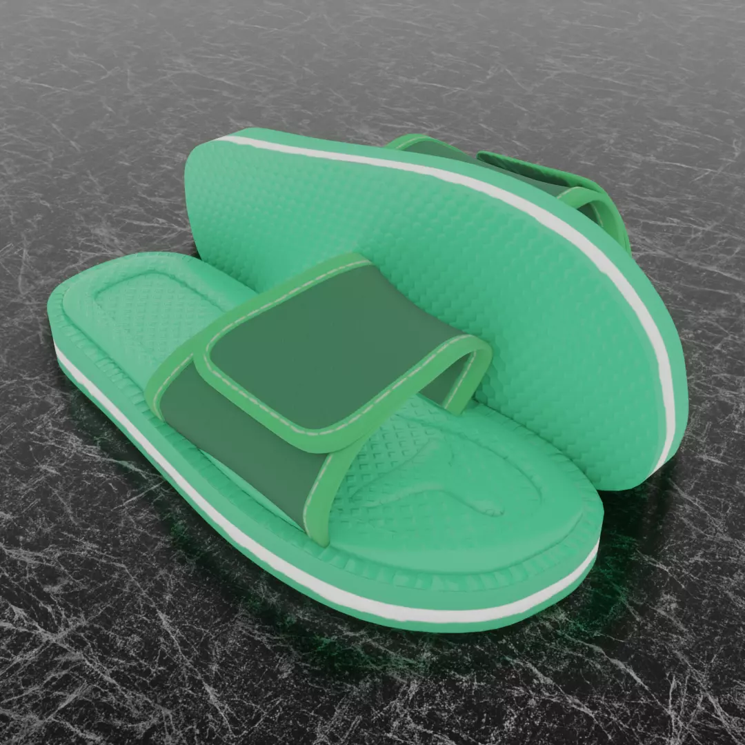 CLASSIC 3D FLIP-FLOP--GREEN Low-poly 3D model_0