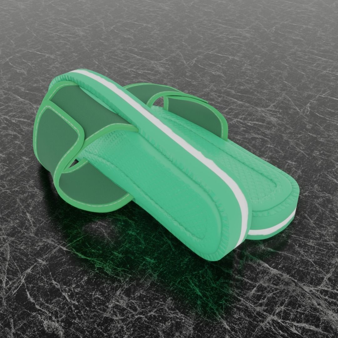 CLASSIC 3D FLIP-FLOP--GREEN Low-poly 3D model_5