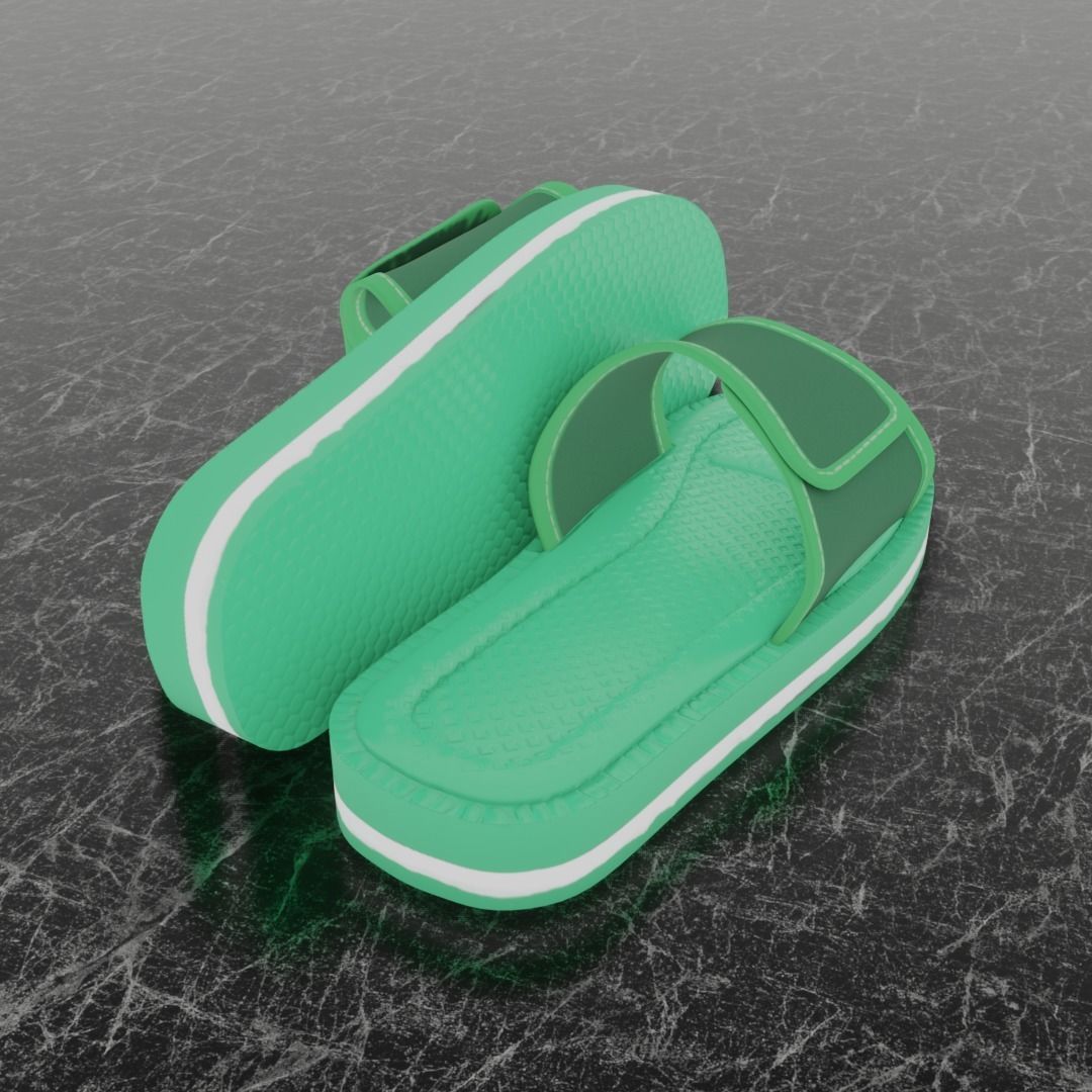 CLASSIC 3D FLIP-FLOP--GREEN Low-poly 3D model_4