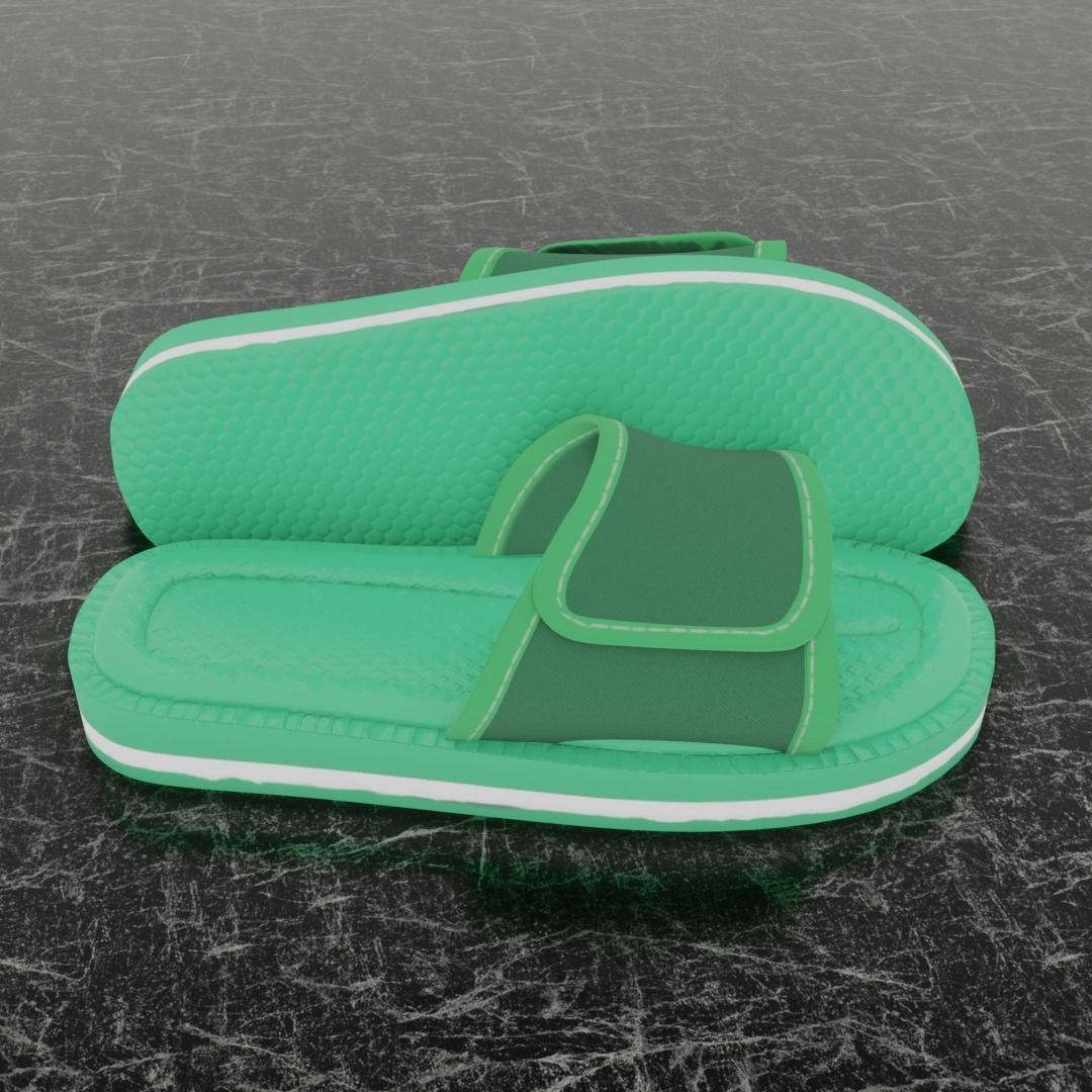 CLASSIC 3D FLIP-FLOP--GREEN Low-poly 3D model_3