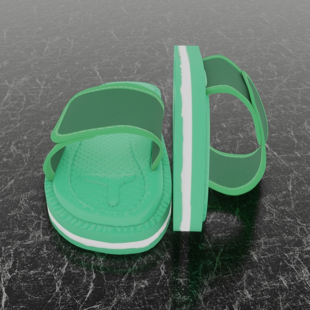 CLASSIC 3D FLIP-FLOP--GREEN Low-poly 3D model_7