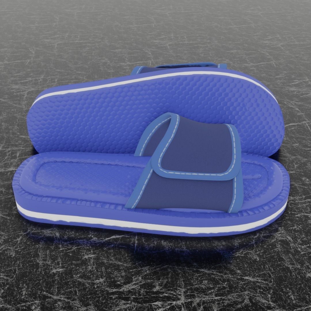 CLASSIC 3D FLIP-FLOP--BLUE Low-poly 3D model_3