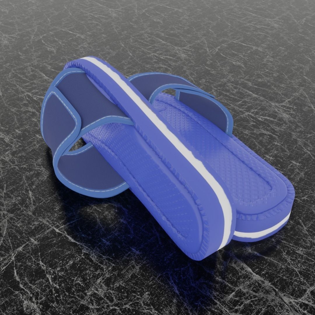 CLASSIC 3D FLIP-FLOP--BLUE Low-poly 3D model_5