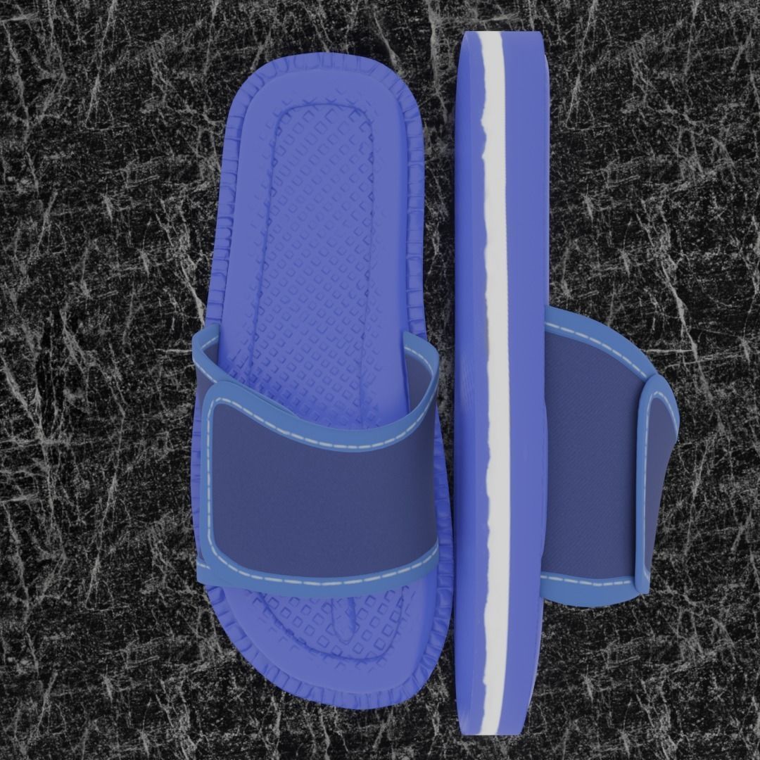 CLASSIC 3D FLIP-FLOP--BLUE Low-poly 3D model_2