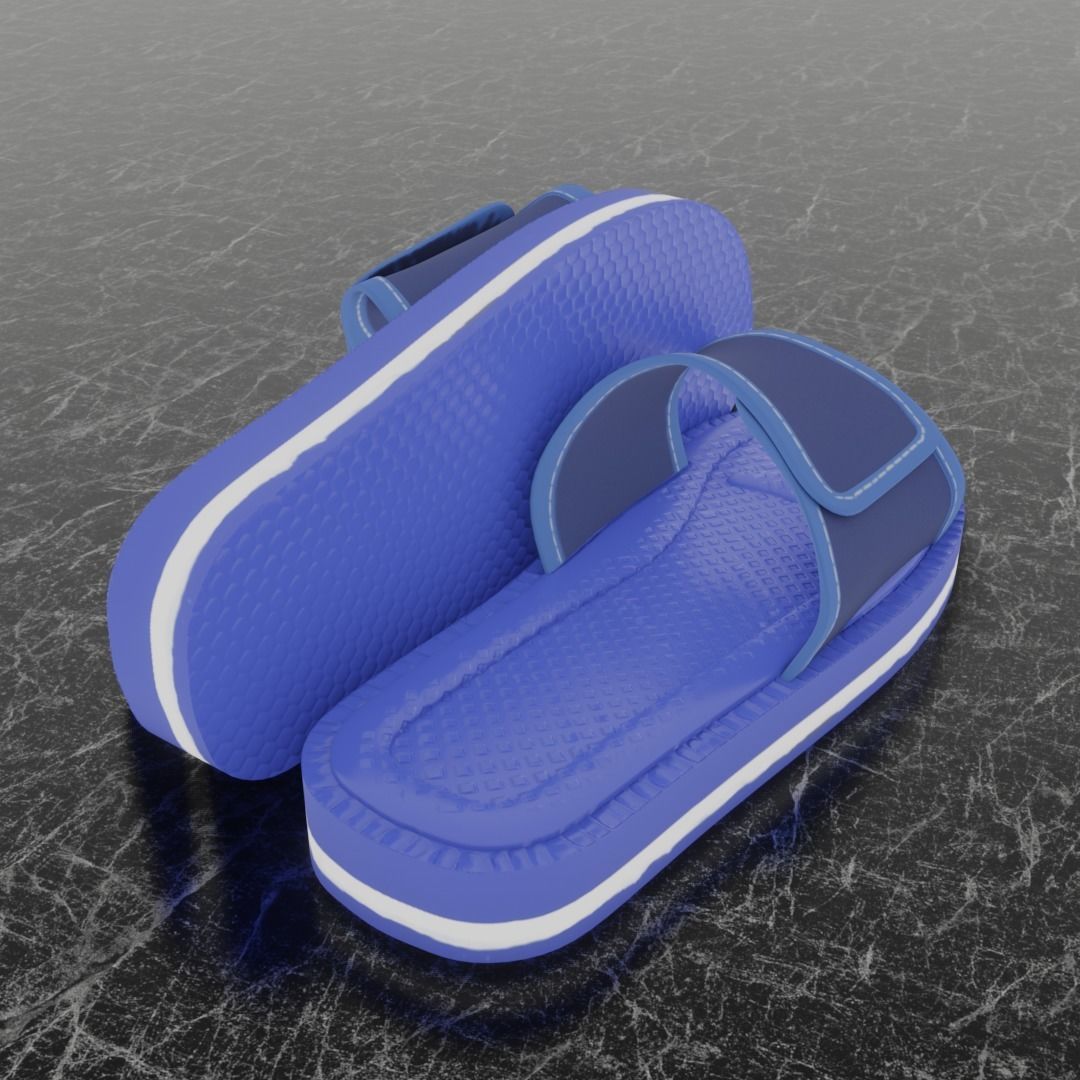 CLASSIC 3D FLIP-FLOP--BLUE Low-poly 3D model_4