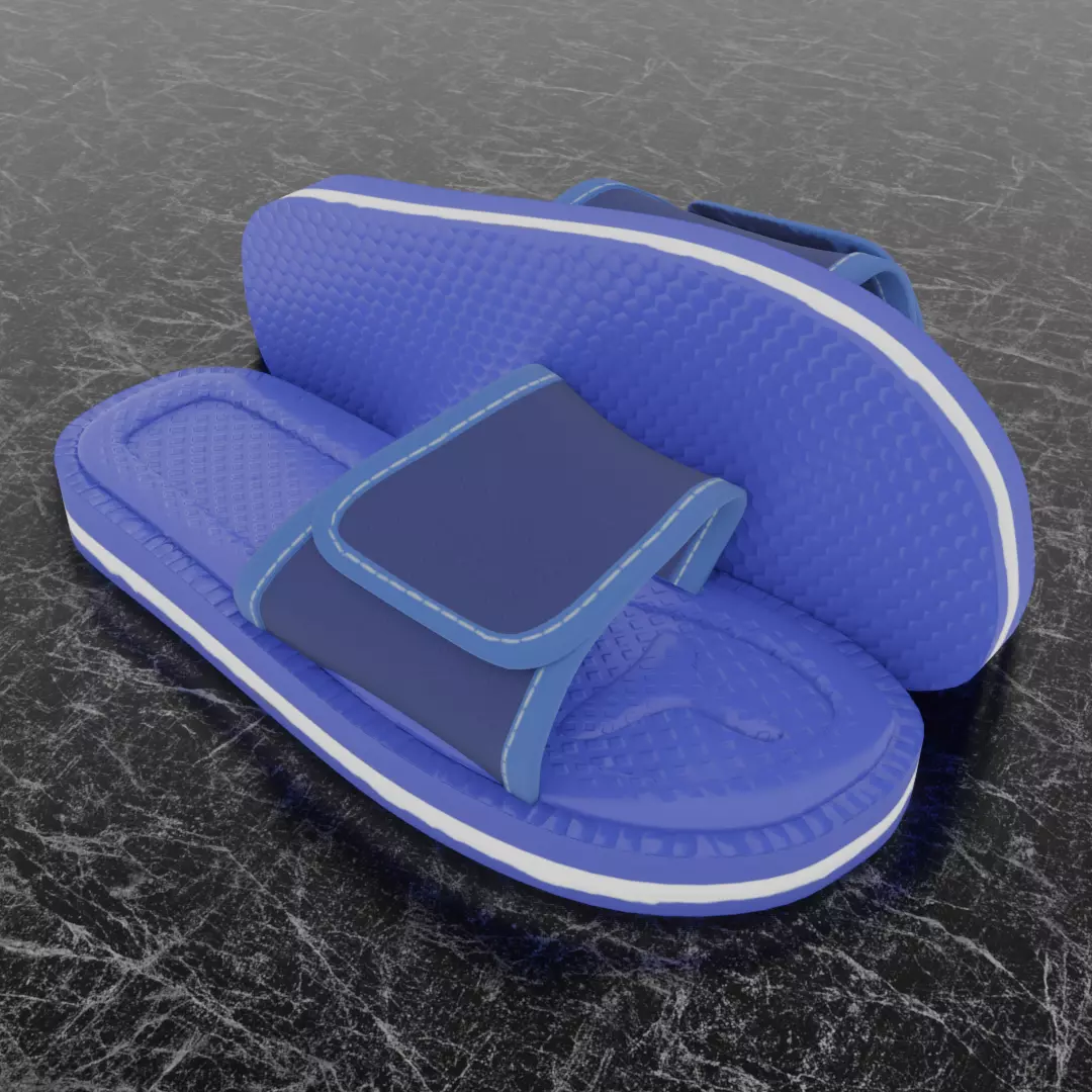 CLASSIC 3D FLIP-FLOP--BLUE Low-poly 3D model_0