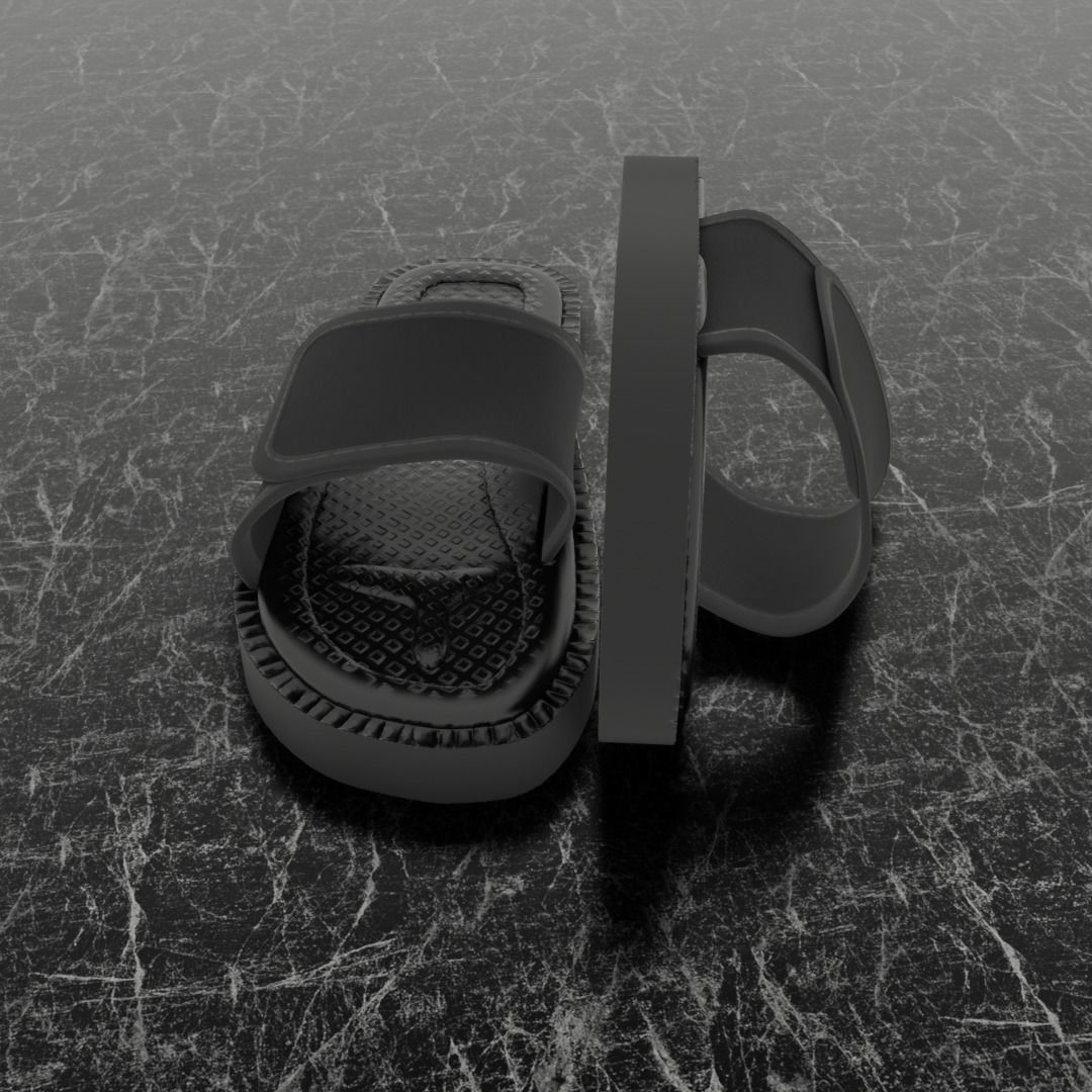 CLASSIC 3D FLIP-FLOP--BLACK Low-poly 3D model_7