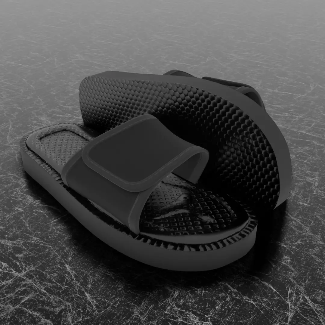 CLASSIC 3D FLIP-FLOP--BLACK Low-poly 3D model_0