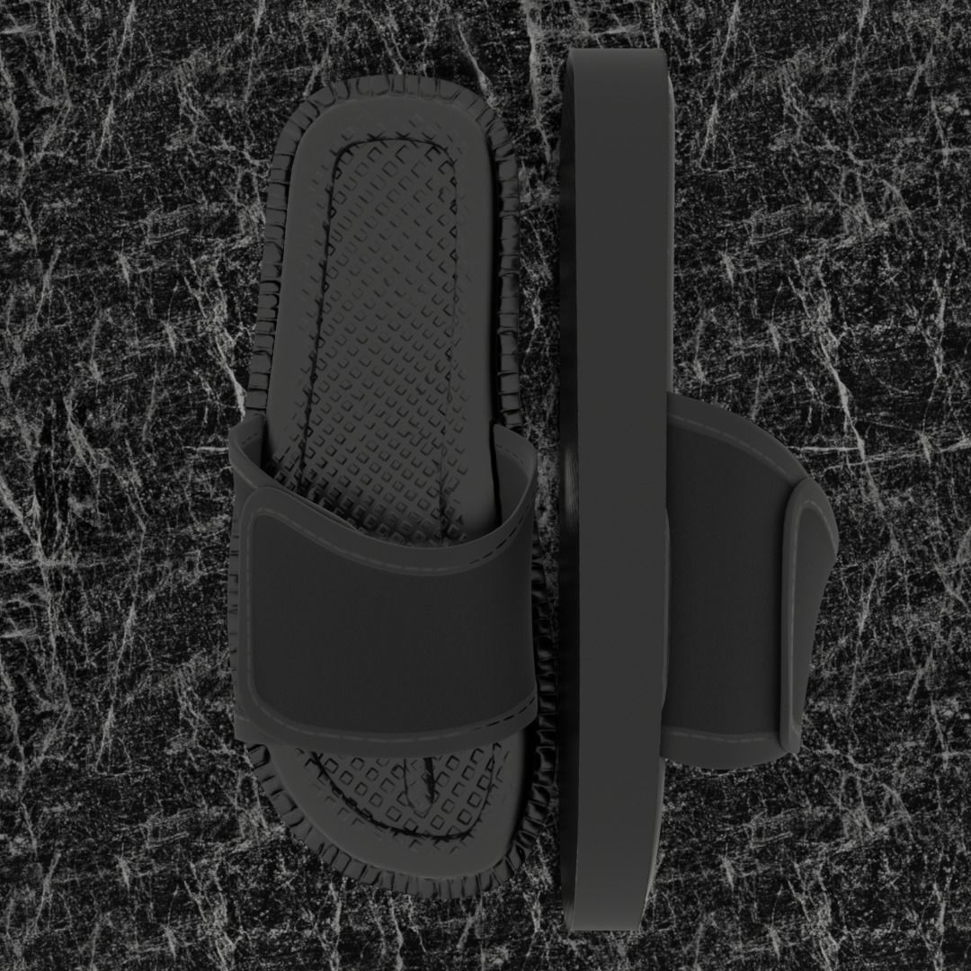 CLASSIC 3D FLIP-FLOP--BLACK Low-poly 3D model_2