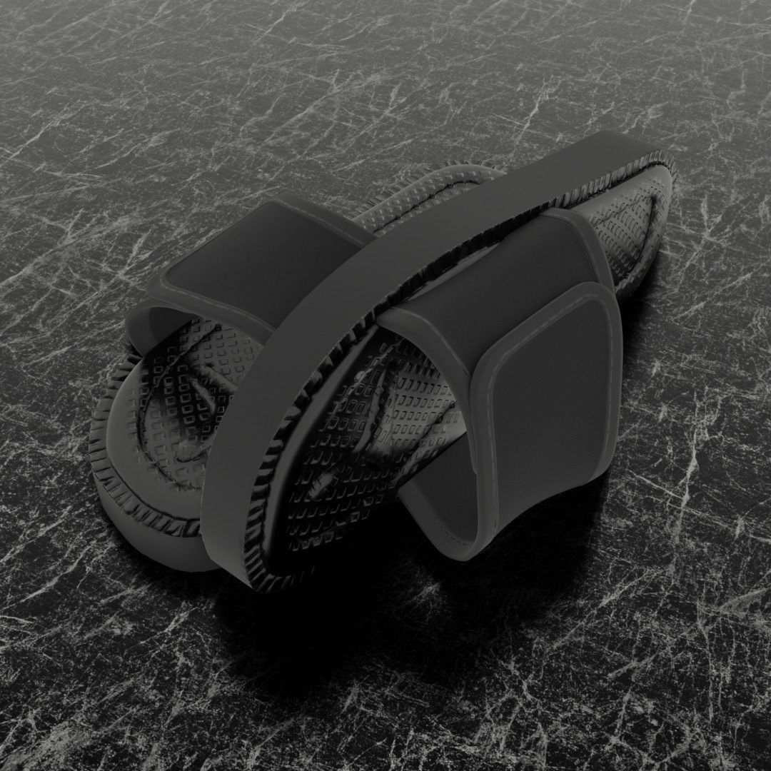 CLASSIC 3D FLIP-FLOP--BLACK Low-poly 3D model_1