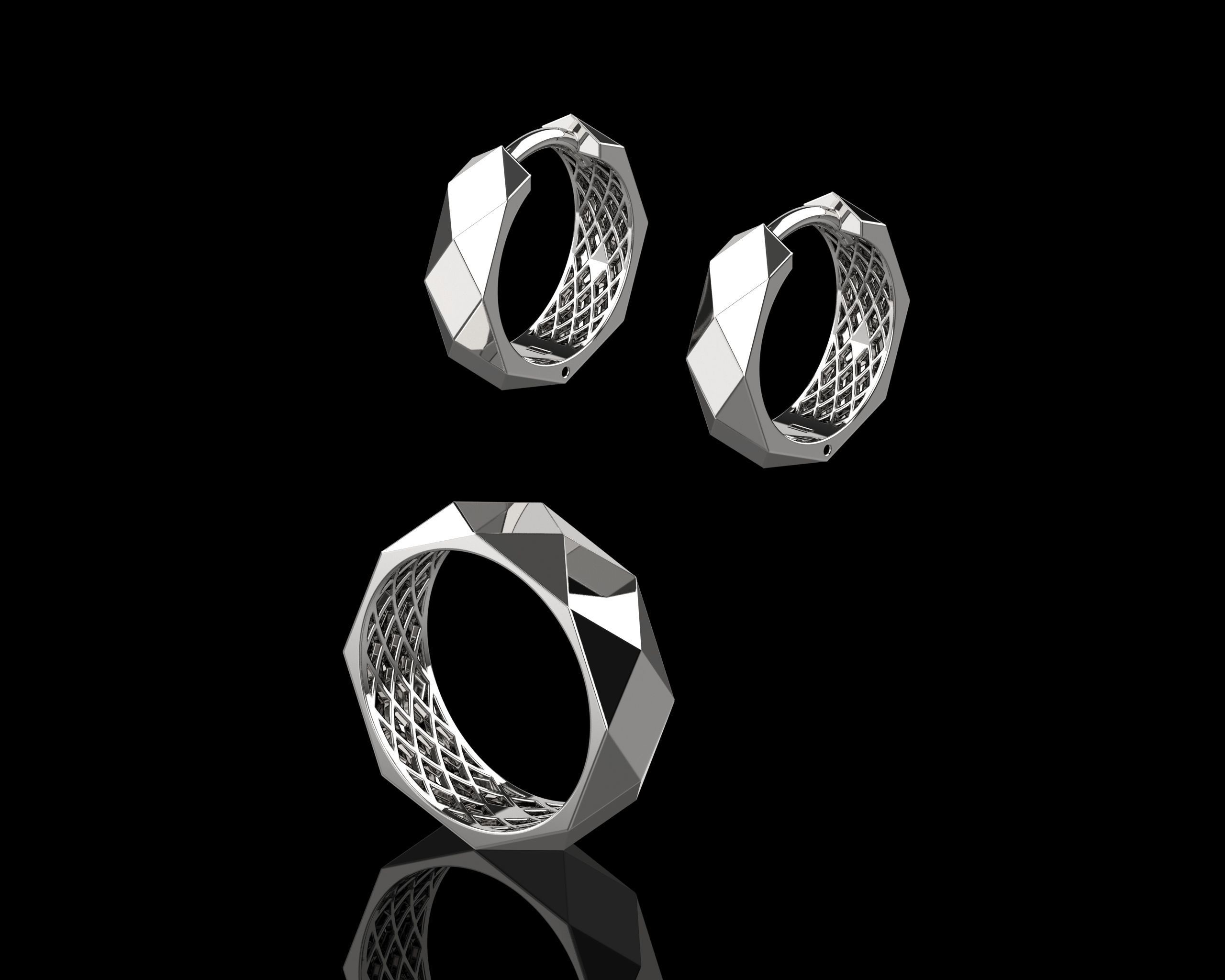 Ring and Earrings Set N138 3D print model_26