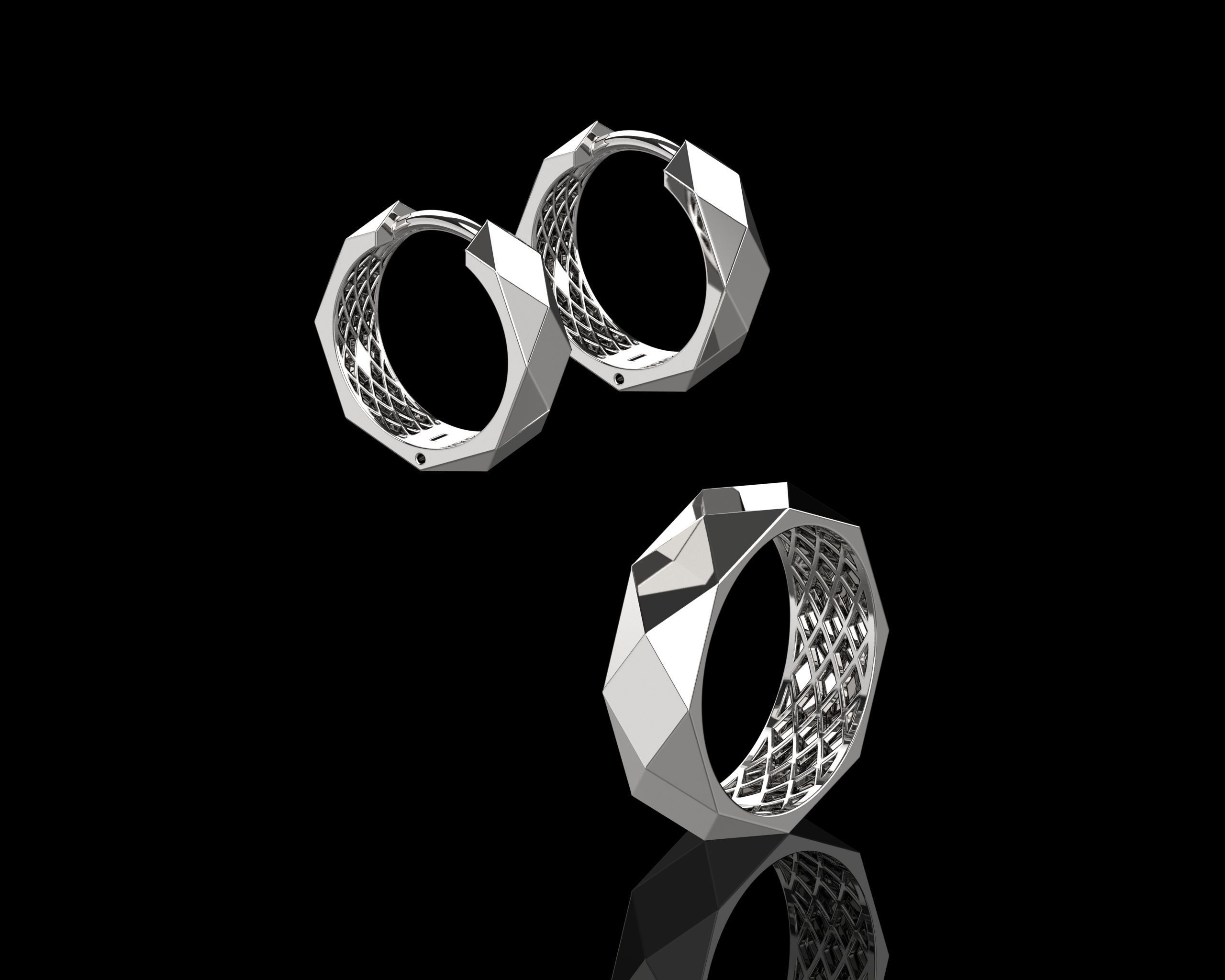 Ring and Earrings Set N138 3D print model_25