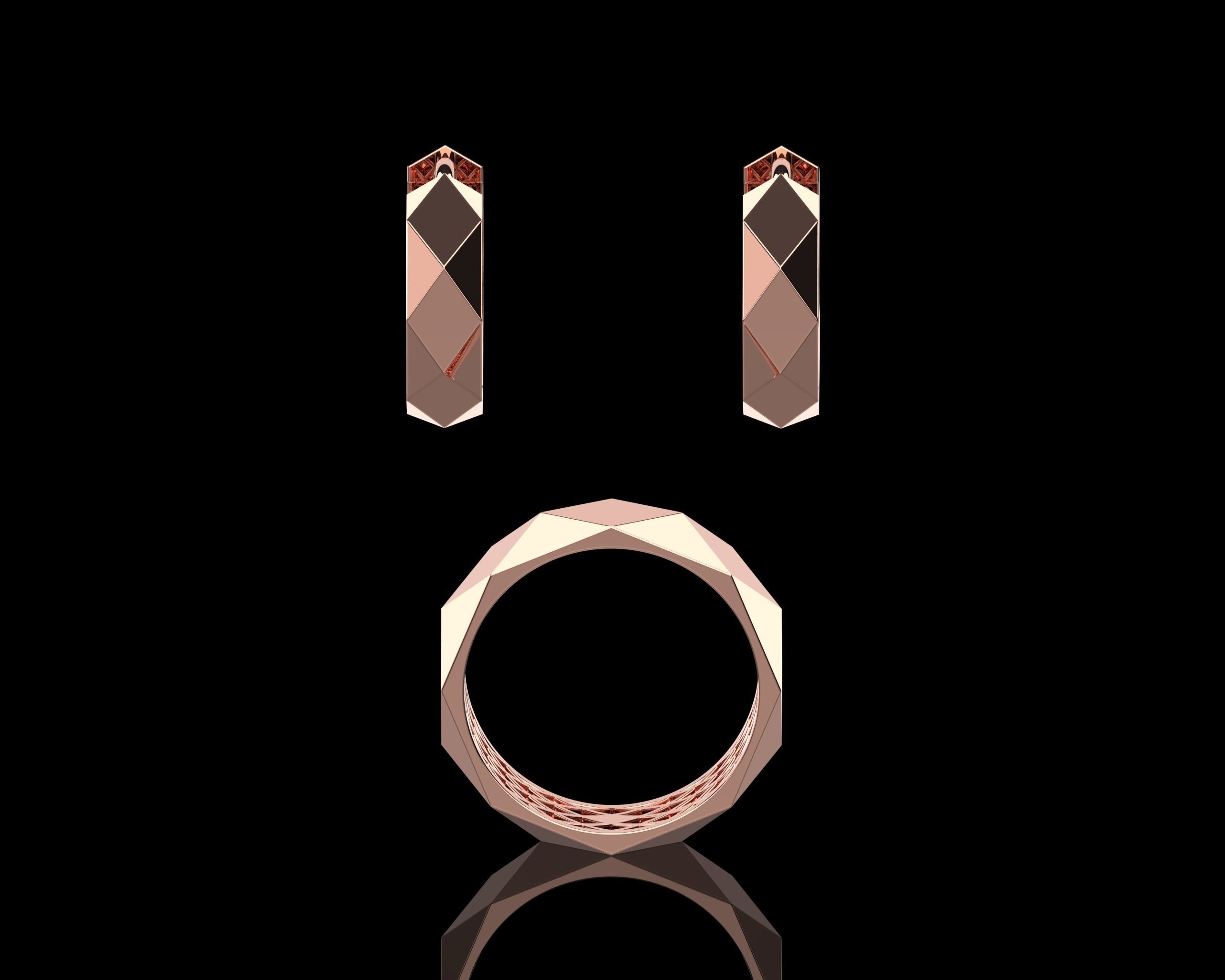 Ring and Earrings Set N138 3D print model_23