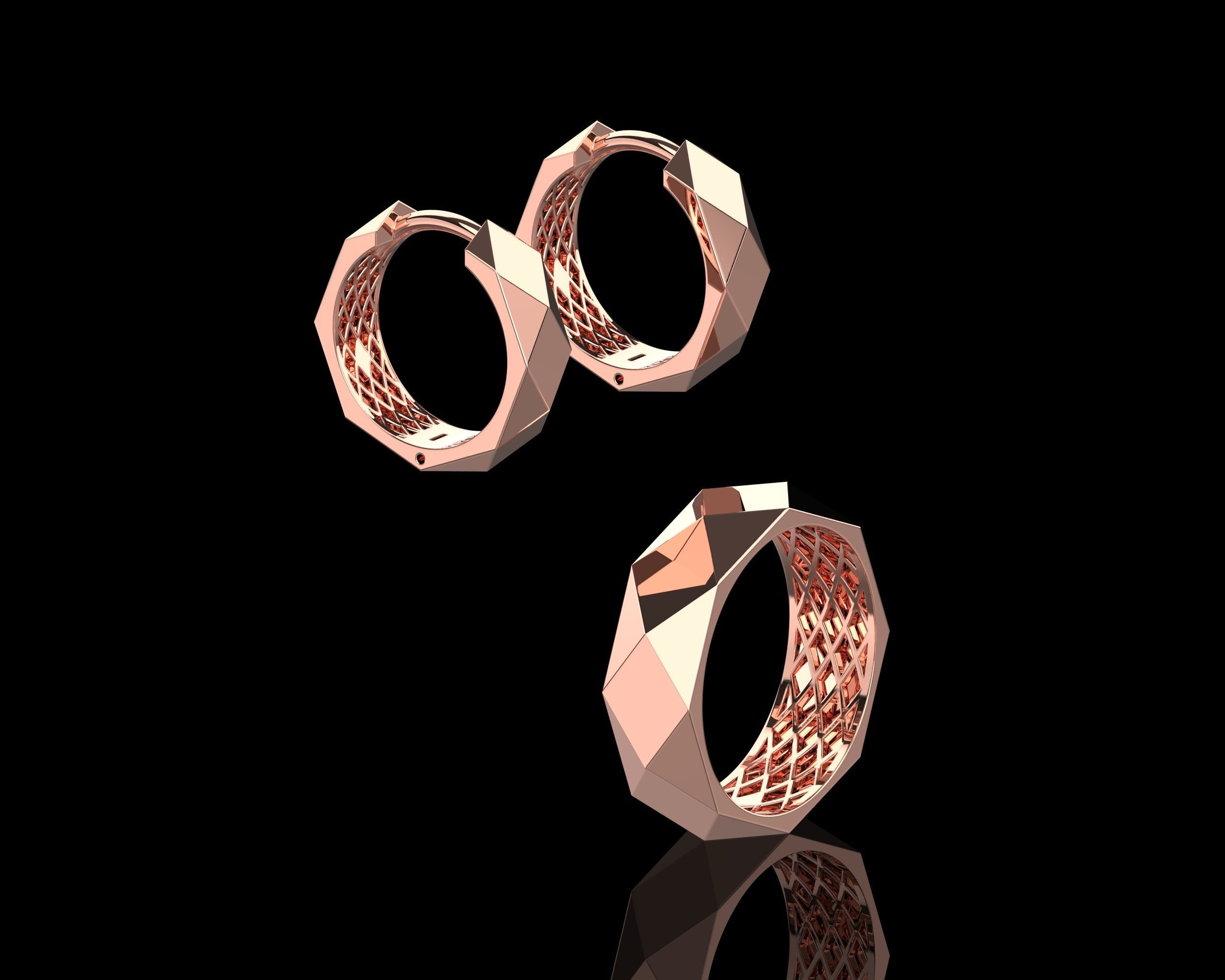 Ring and Earrings Set N138 3D print model_24
