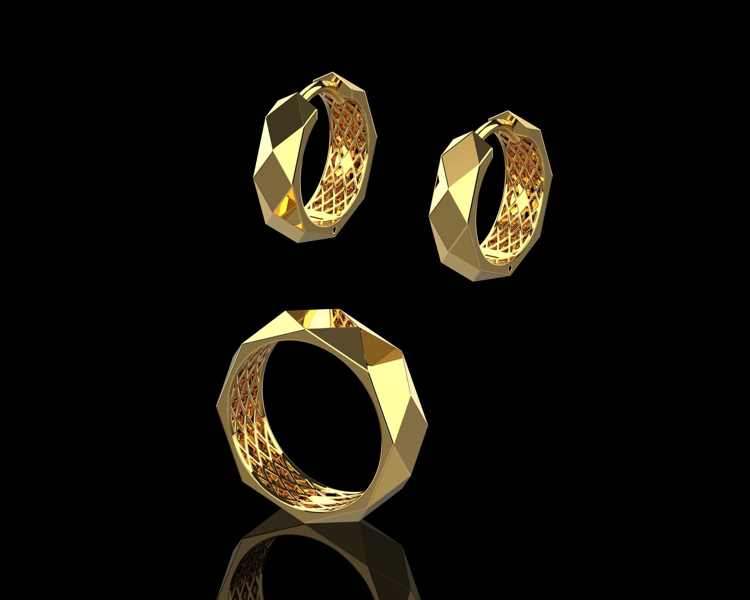 Ring and Earrings Set N138 3D print model_6
