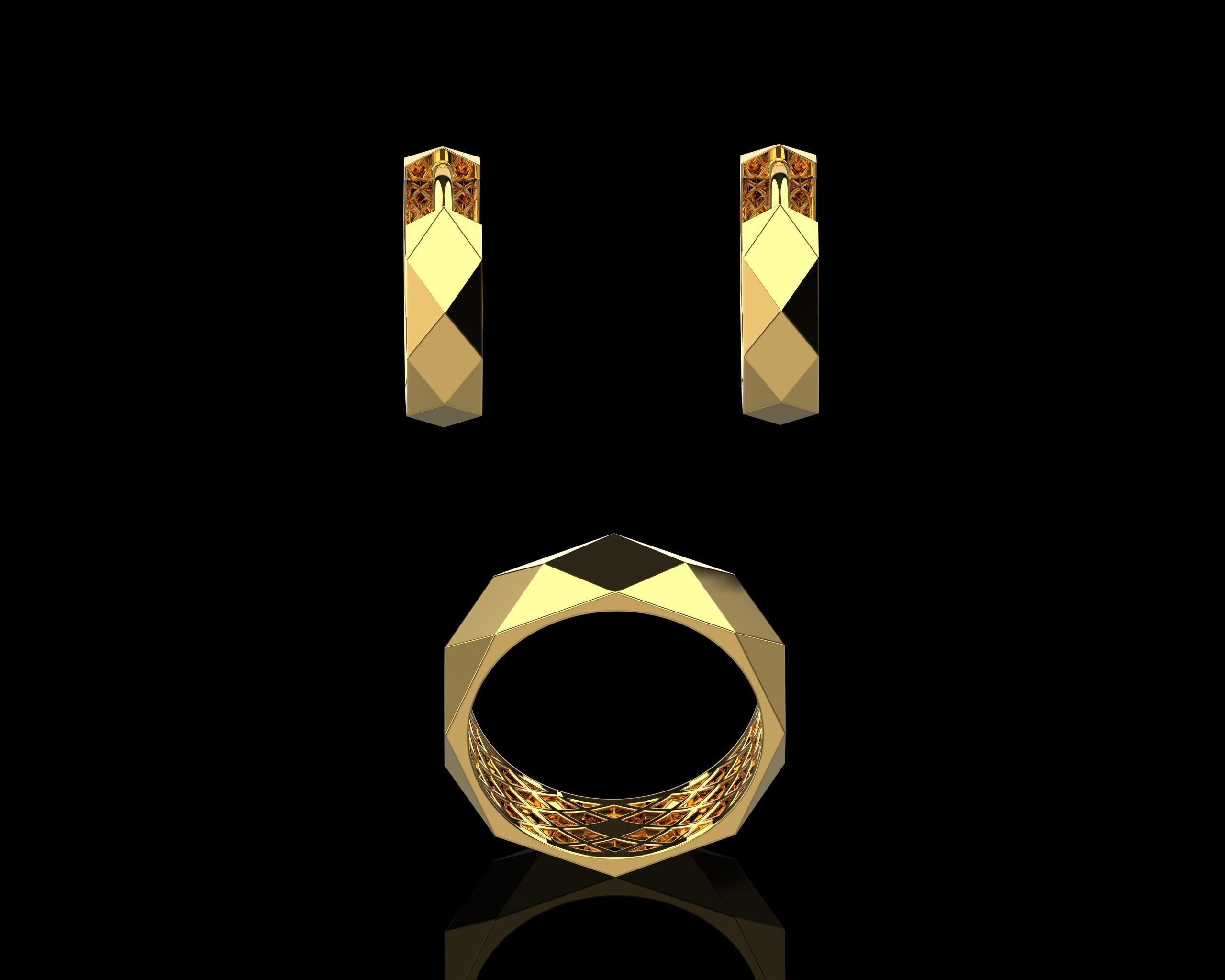 Ring and Earrings Set N138 3D print model_4