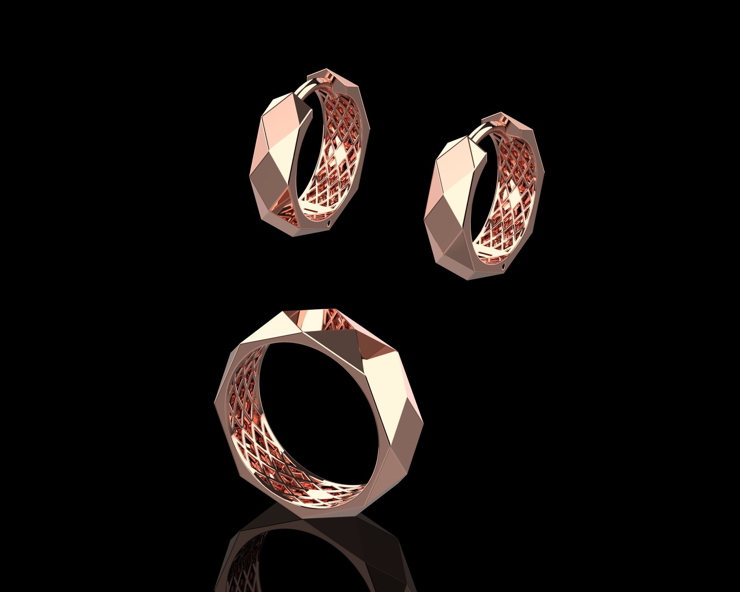 Ring and Earrings Set N138 3D print model_22