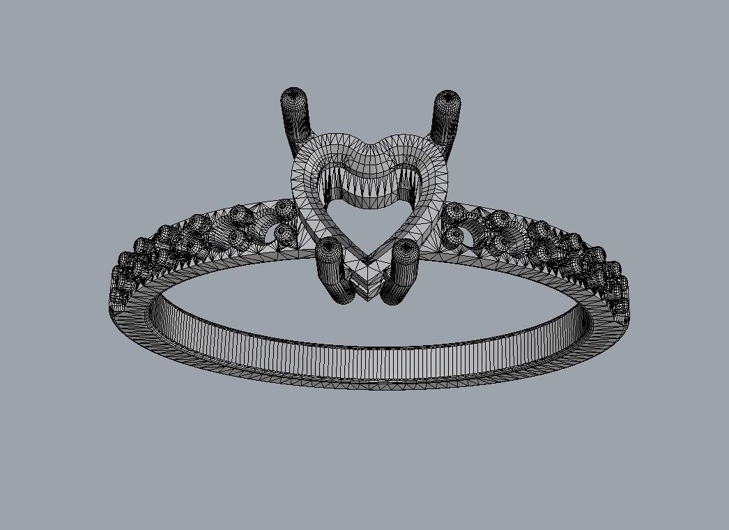 5mm Heart Gemstone Ring 3D print model_12