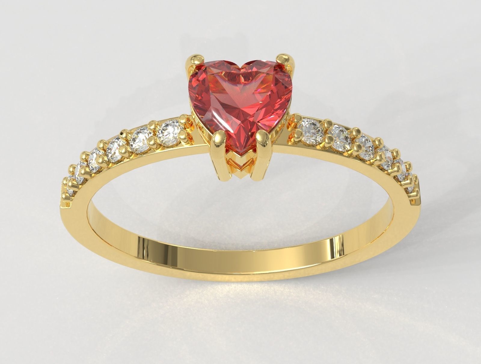 5mm Heart Gemstone Ring 3D print model_4