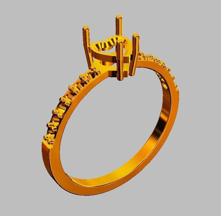 5mm Heart Gemstone Ring 3D print model_9