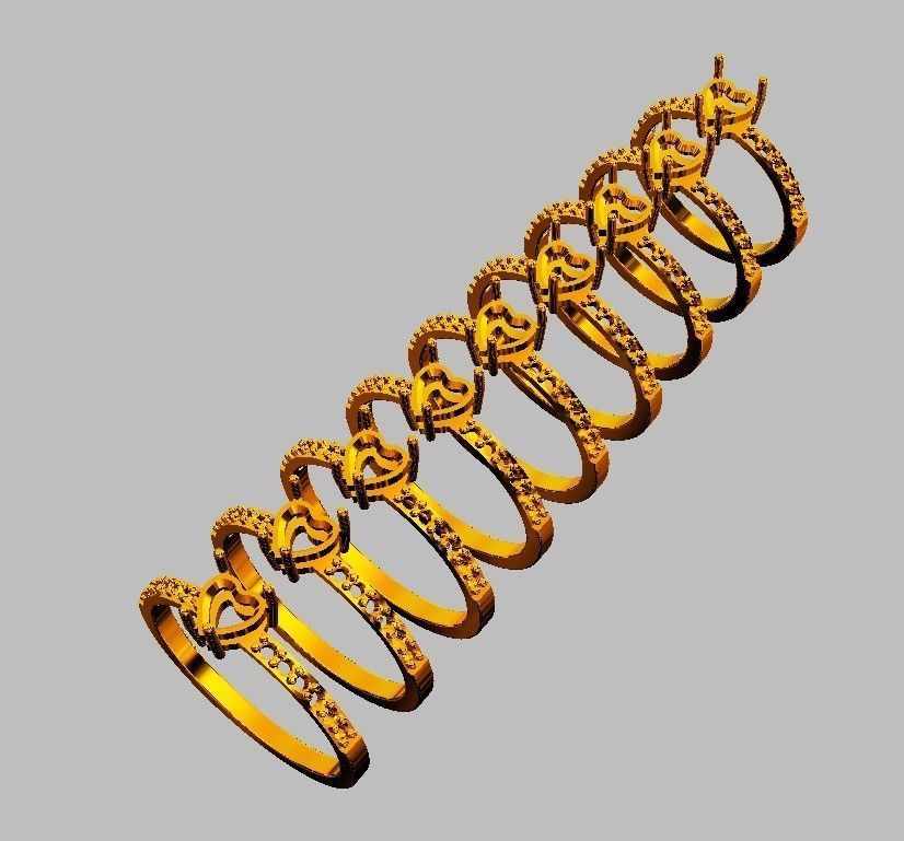 5mm Heart Gemstone Ring 3D print model_7