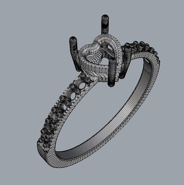 5mm Heart Gemstone Ring 3D print model_13